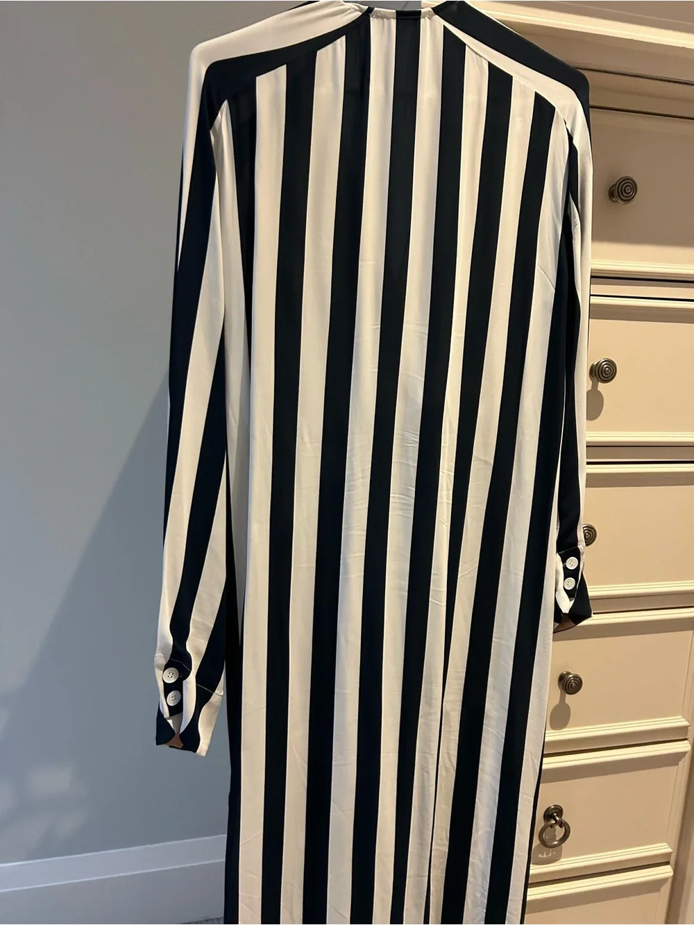Reiss Black & White Striped Twist-Front Maxi Dress - Picture 3 of 3